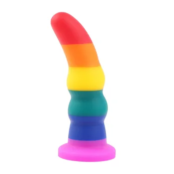 Soft Rainbow Silicone Dildos Anal Plug strong Suction Cup Dildo men massager Sex Toys for Women Lesbian Masturbators Penis Tools 5