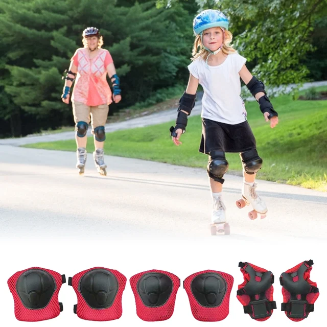 6pcs Protective Gears Set for Kids Children Knee Pad Elbow Pads Wrist Guards Child Safety Protector Kit for Cycling Bike Skating 4