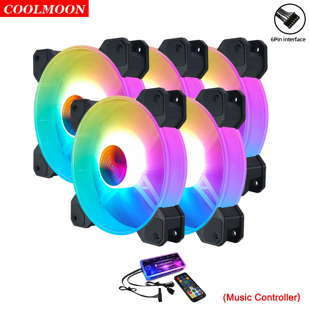 

Кулер Coolmoon для ПК, 120 мм, 6 контактов, RGB
