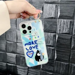 Cat Design Phone Case with Wrist Strap Holder for Edge 20pro (361)