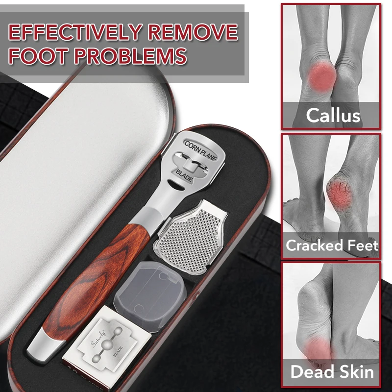 1Set Callus Corn Shaver For Foot Razor Scraper Heel Dead Skin Remover With  Dander Container 10 PCS Replaceable Pedicure Tool