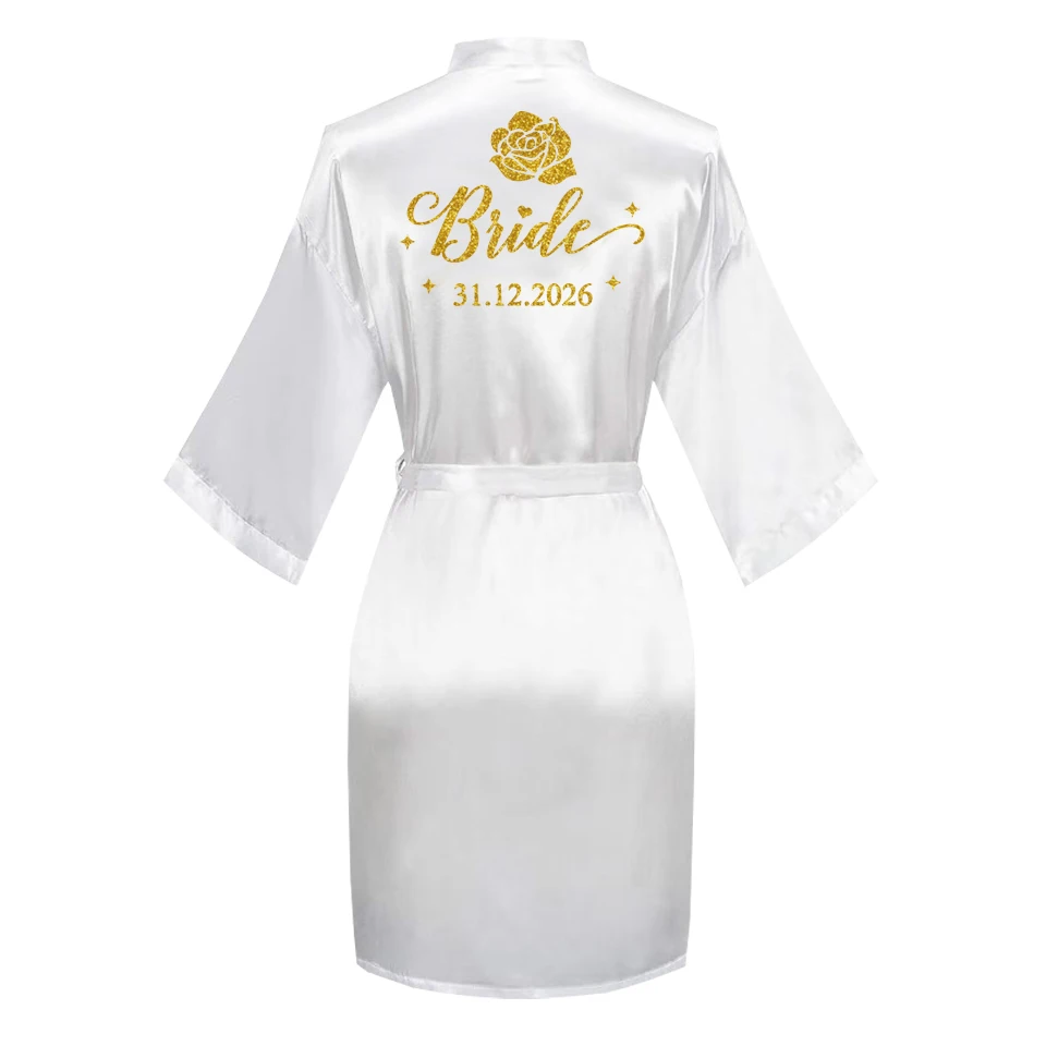 Testo personalizzato Logo accappatoio da sposa abito da sposa sposa damigella d'onore abiti da sposa donna addio al nubilato addio al nubilato - immagine 2