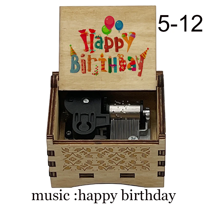 creative color print Music Box music happy birthday mechanical Musical Box Decorative Boxes kids wife girlfriend Birthday Gift 4