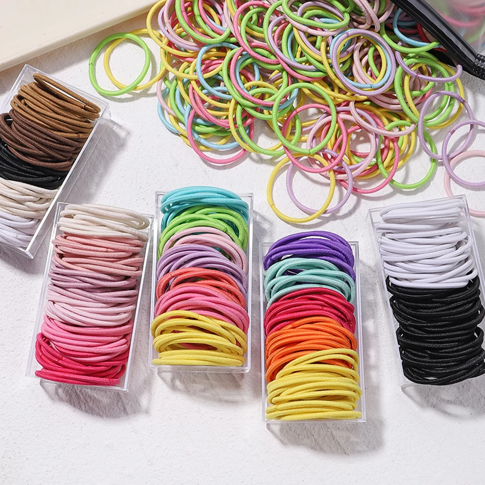 

50Pcs Girls Candy Color Hair Bands 3.8cm Elastic Rubber Band Hair Band Children Ponytail Holder Bands Baby Hair Accessories