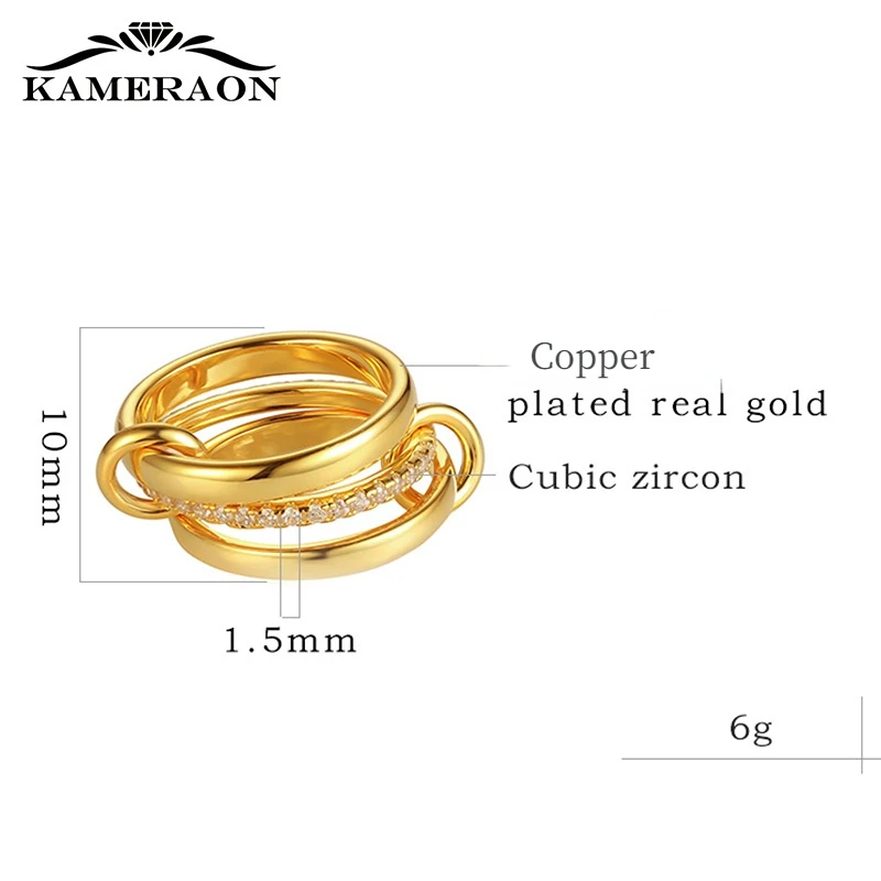 Gold Plated Rings AAA Zircon For Women Fashion Multilayer Stack Wedding Gifts