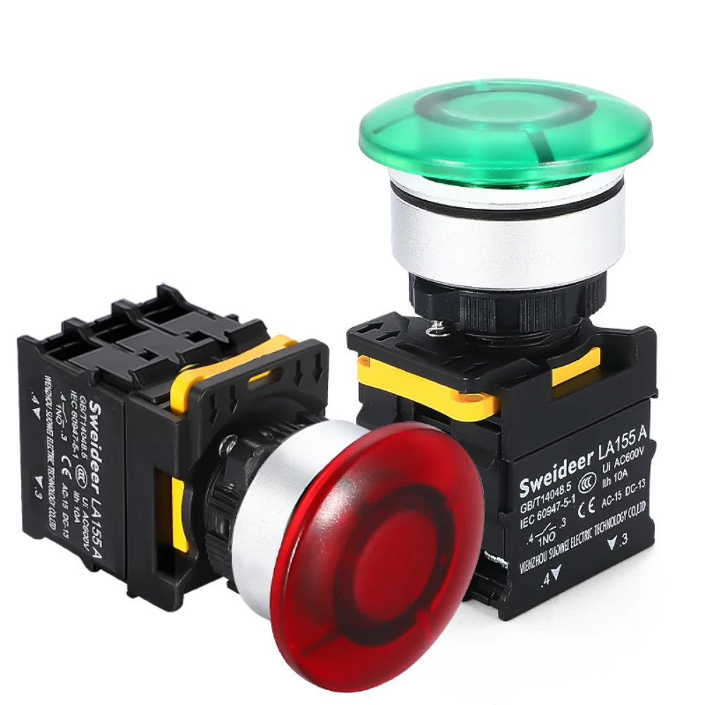 APIELE 19mm Momentary Push Button Switch – 5A 250VAC, Aluminium Alloy Shell, 2-Pack (Green)