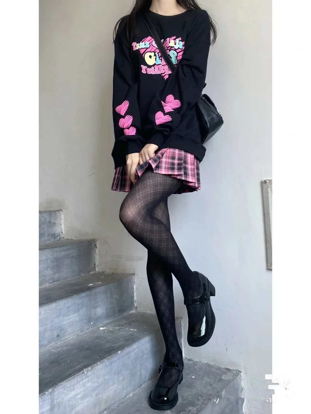 Description Picture 4 of itemJK Lolita Girls Tights Pantyhose Women Ultra-thin Nylon Thigh High Stockings Pantyhose Y2k Japan Style Black Plaid Tights Women