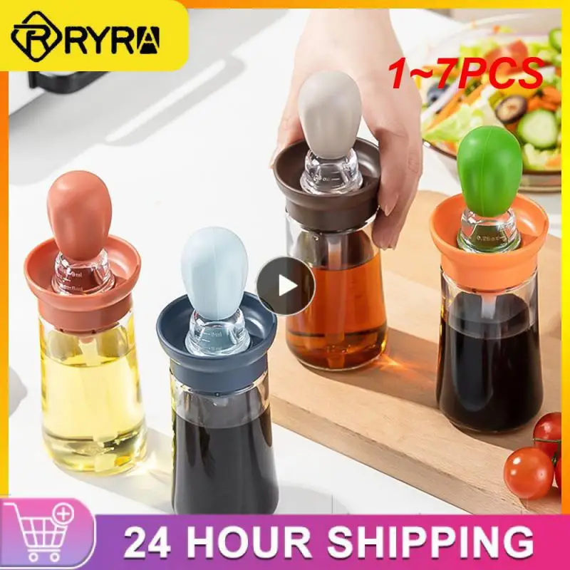 

1~7PCS Portable Oil Sauce Spice Bottle Oil Dispenser With Silicone Brush For Cooking Baking BBQ Seasoning Kitchen Food Grade Oil