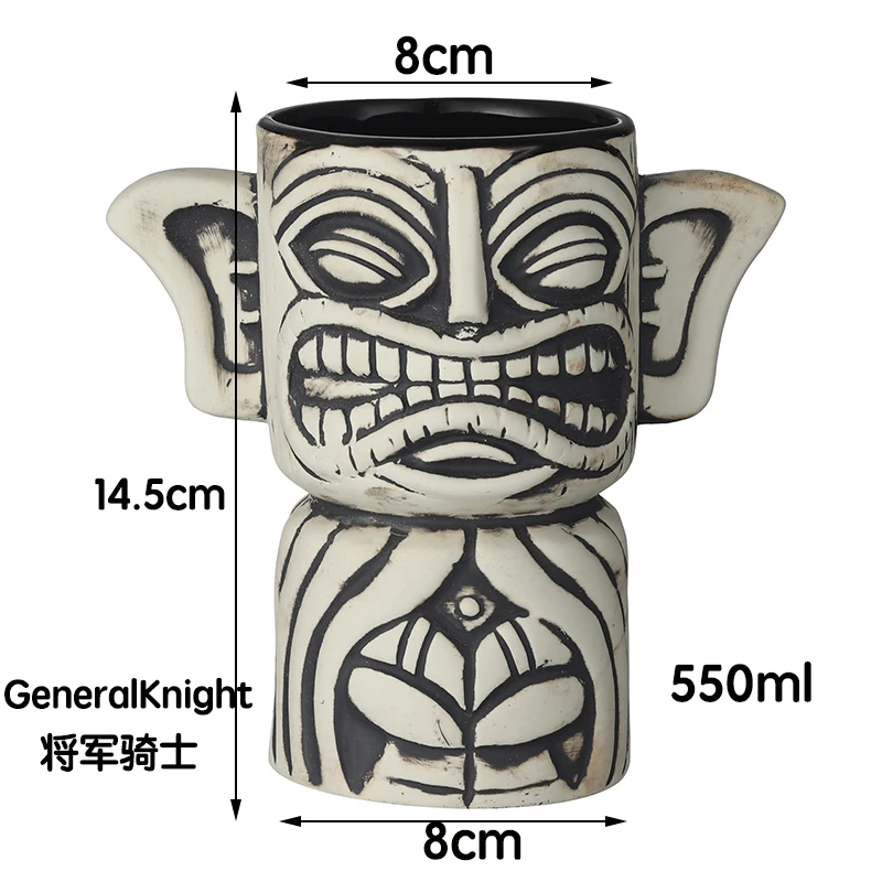 Hawaii-Themed Ceramic Tiki Beverage Mug