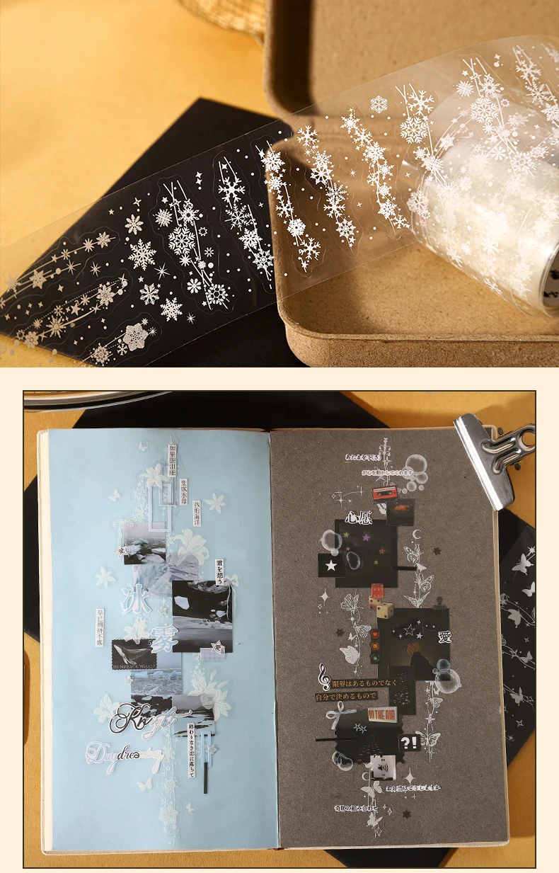 Journal GO 5x200cm Reinweiße Niedliche PET-Stanzaufkleber Liebliche Schleifen-Blasen-Stern-Sticker für Journal Scrapbook DIY Handyhülle – Detail 11