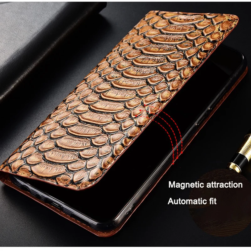 Flip Cover Cases For Samsung Galaxy M11 M12 M31 M21 M62 M02 M31S M13 Luxury Snakeskin Texture Cowhide Genuine Leather Case
