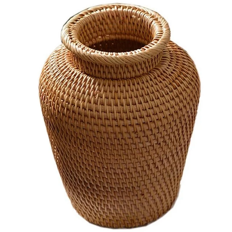 

2X Wicker Basket Rattan Hanging Flowerpot Flowerpot Flower Storage Basket Wicker Vase Rustic Woven Flower Basket Pot