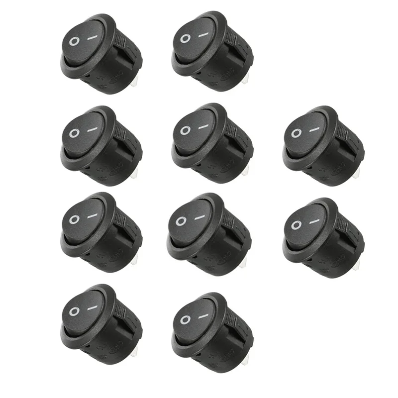 10Pcs SPST Snap-in Switch ON Off 2 Pin Round Snap Rocker Boat Switch AC for Car Auto Boat Household Appliances 1