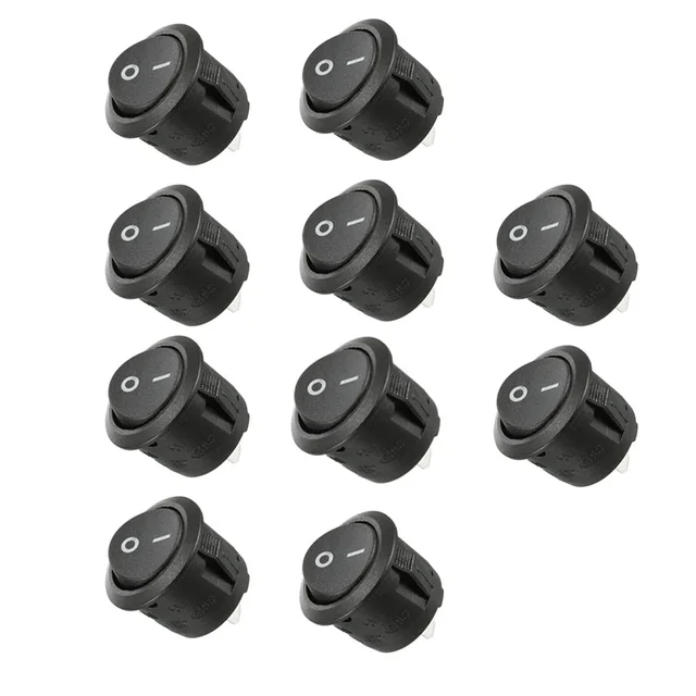 10Pcs SPST Snap-in Switch ON Off 2 Pin Round Snap Rocker Boat Switch AC for Car Auto Boat Household Appliances 1