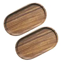2 Pcs Acacia Solid Wood Tray Decorative Storage Container Food Wooden Pallets Confectionery Plate Dumpling Bread Bowl 2