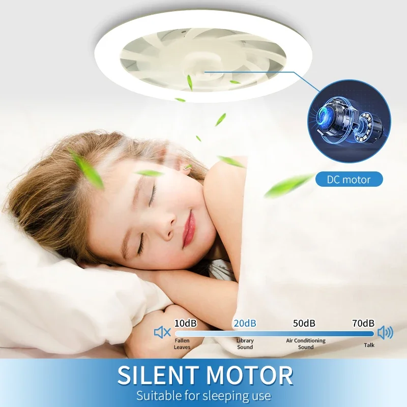 LED Circular Ceiling Fan Light Remote Control Mobile Application Controls RGB Dimming For Living Room And Bedroom Ceiling Light
