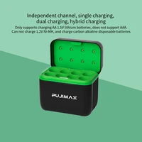 PUJIMAX 1.5V Constant Voltage AA Rechargeable Li-ion 4255mWh Battery With Intelligent LED Display Arc-look Battery Charger SET 2