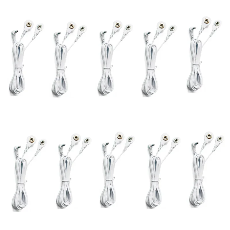 Lot 10pcs DC 3.5mm Plug 2 Way Massage Connection Electrode Wire Lead Cable Replacement Digital Full Body Massager