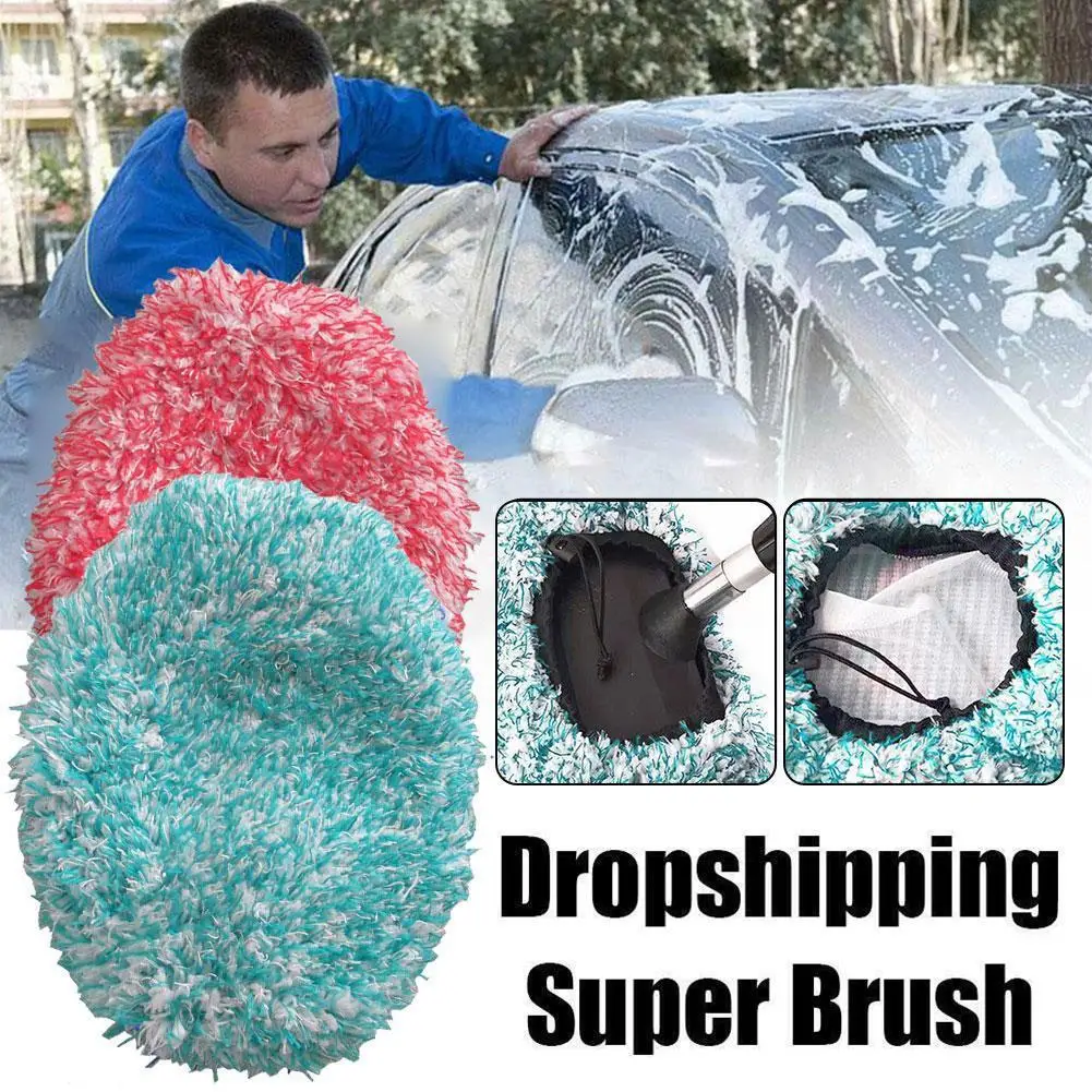

Long Handle Water Brush Head Cover Car Wash Brush Plush Replacement Cover Brush Handle Cloth Mop Cover Without F3W5