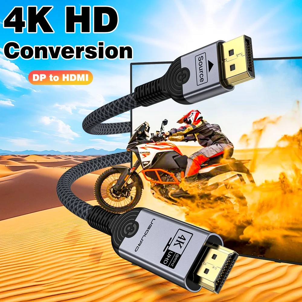 4K UHD DisplayPort to HDMI Video Audio Adapter Cable
