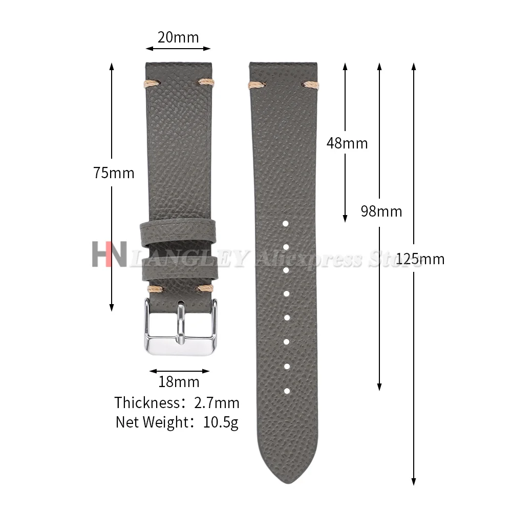 Handcrafted Vintage Leather Watch Band with Detailed Stitching