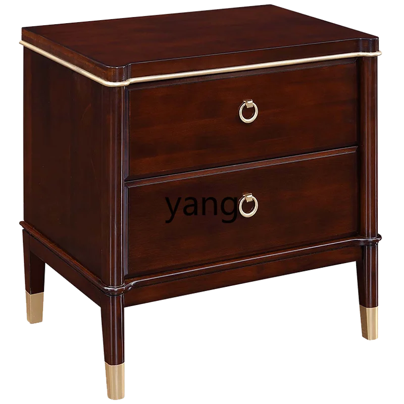 

Yjq Solid Wood Bedside Table Light Luxury Modern Minimalist Bedside Cabinet Bedroom Small Chest of Drawers Storage