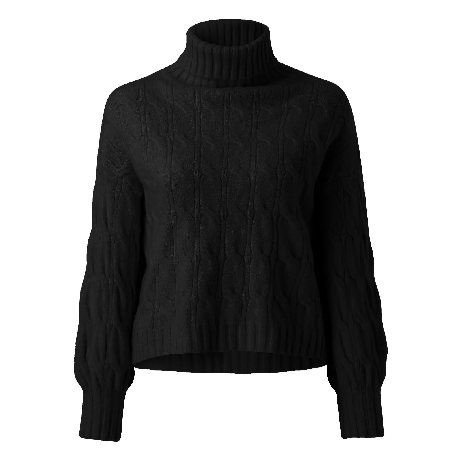 Women's Turtleneck Knit Sweater Chunky Pullovers Sweaters Fall Long Sleeve Tops Women's Sweater Loose-fit Casual Knitwear