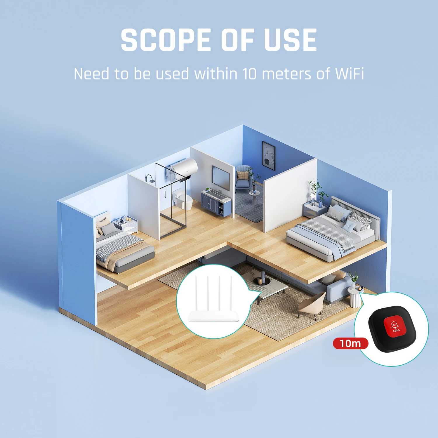 Tuya WiFi Smart SOS pulsante di chiamata Wireless Caregiver cercapersone trasmettitore di avviso del telefono pulsante di chiamata di emergenza per pazienti anziani