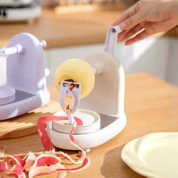 Manual Food Crusher Multifunctional with Stainless Steel Blades Apple Peeler Plastic Hand Crank Fruit Peeler for Kitchen Gadgets