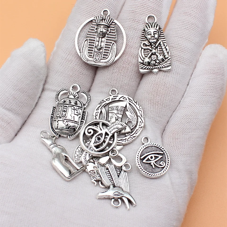 Egypt Charms 40 Pieces Set - Wholesale Antiqued Silver Plated Egyptian Charms Collection CC05202040