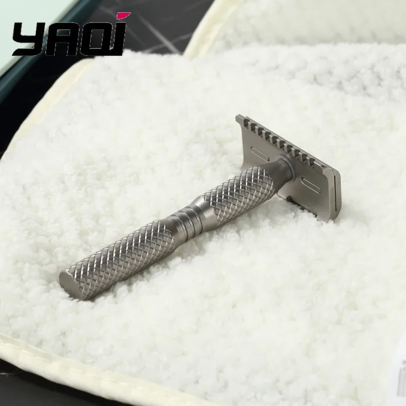 YAQI Ghost 90DC 크로스 그레인 패턴 티타늄 경량 안전 면도기 수염 면도기