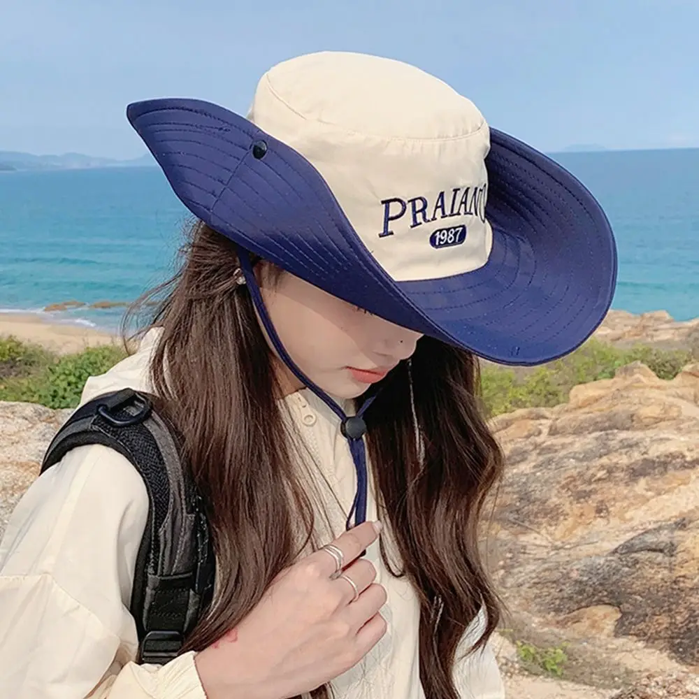 남녀공용 자외선 차단 버킷 햇, 통기성 넓은 챙, 파나마 모자, 여행 야외 해변 모자, 여름