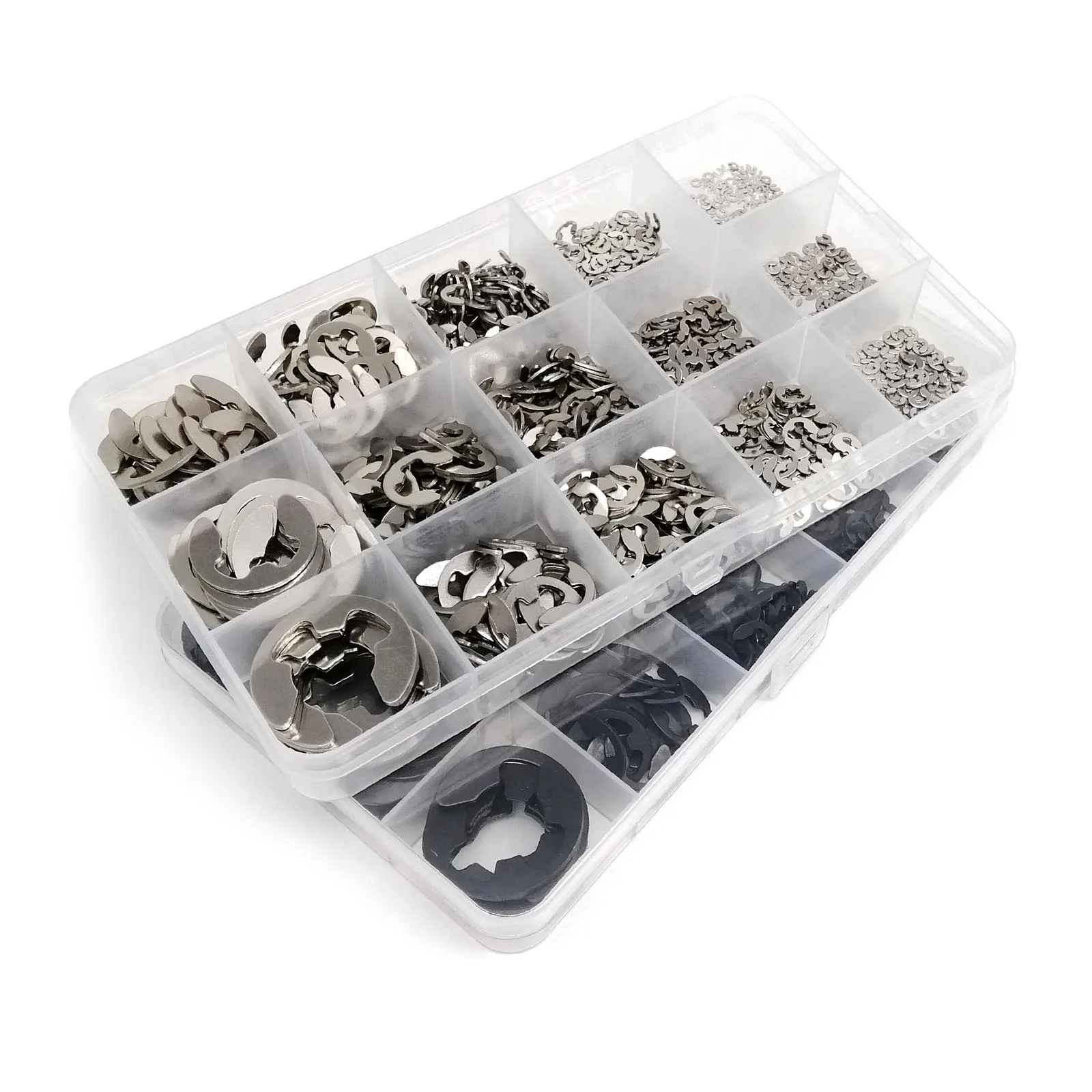 1 Kit GB896 E type Retaining Ring Shaft Bearing External Snap Washer Black 65mn Steel 304 A2 Stainless Steel