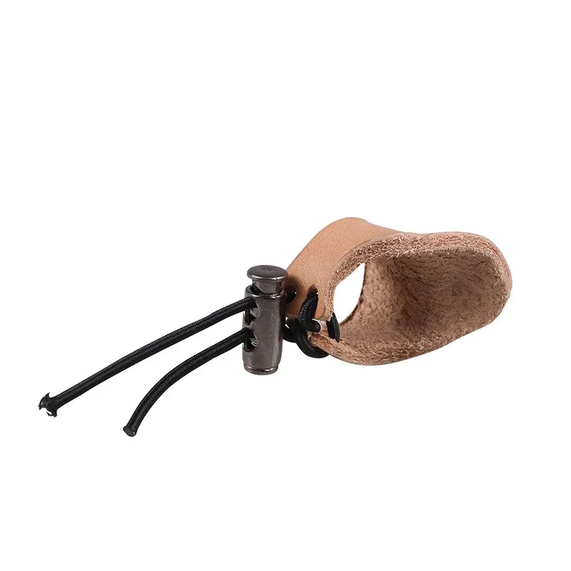 Leather Archery Finger Guard Ergonomic Archery Pull Arrow Finger Tip Protector Thumb Ring Tab Guard for Hunting Shooting