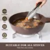 Nonstick Deep Frying  Skillet, 12-inch Saute Pan with Lid, Stay-Cool Handle, Chef  Healthy Cookware Cooking w 3