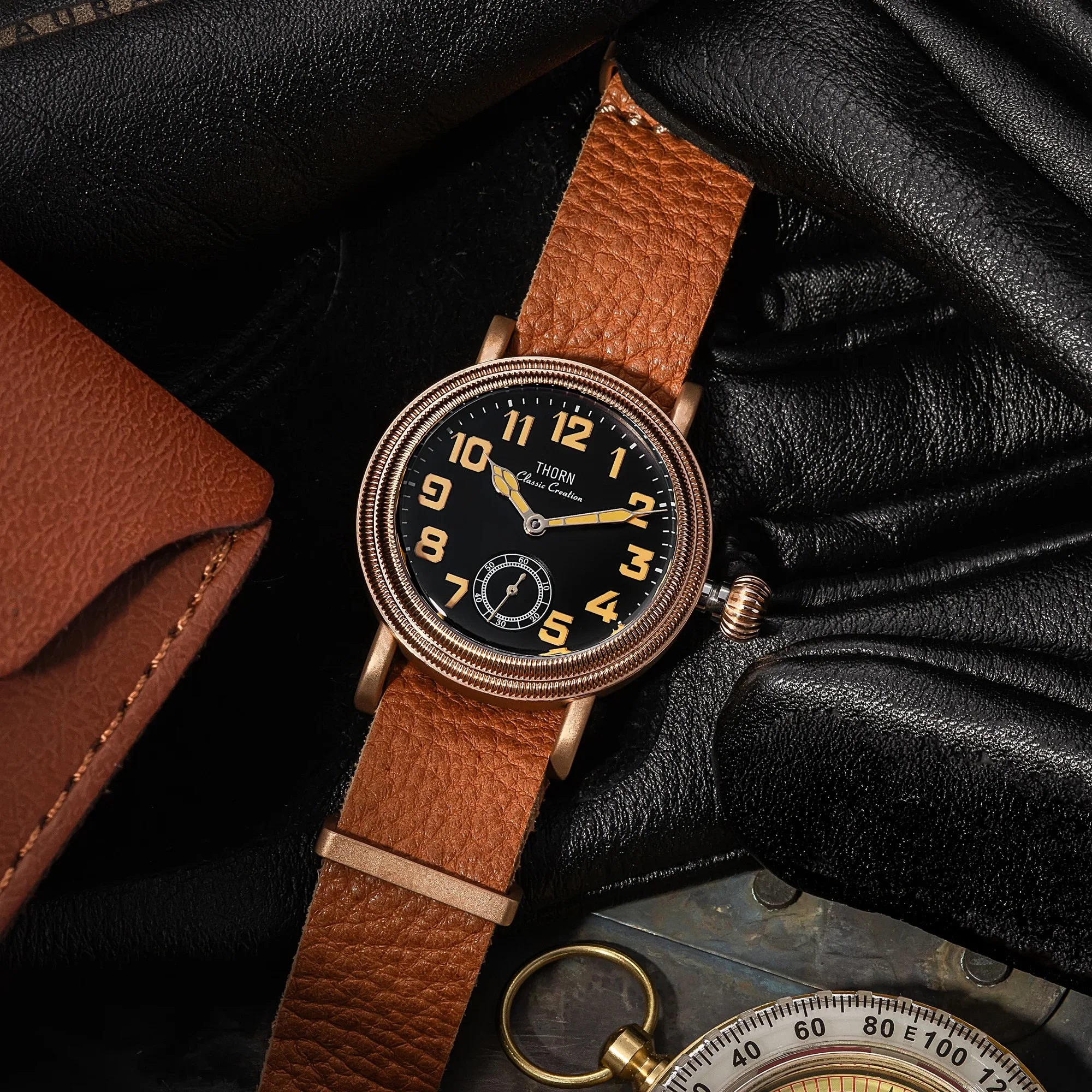 T013】THORN Watch 36mm diameter Vintage Pilot Watch ST1700 Manual