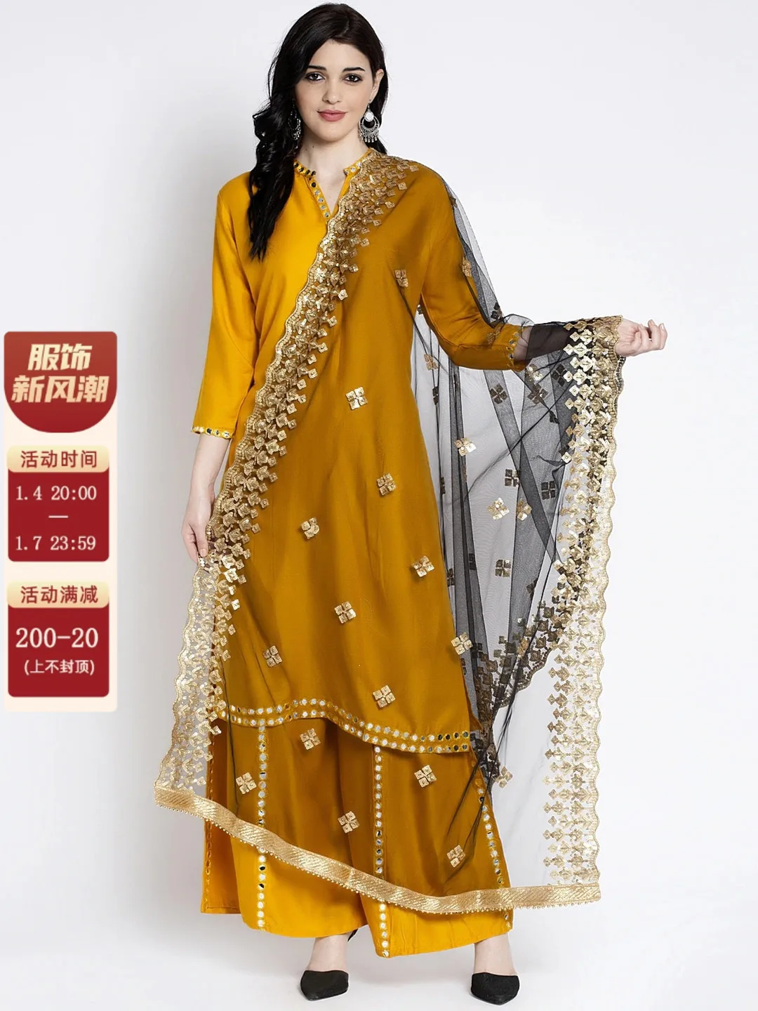 Indian Saree Long Cotton Silk Yellow Ethnic Style Thin Breathable Top Pants Scarf Indian Sari Traditional Clothing Set