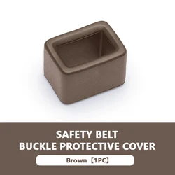 SEAMETAL Seat Belt Buckle Protector - Anti-Scratch Car Interior Accessory (Brown 1pc)