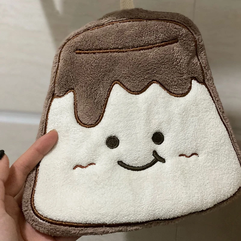 Cute Hanging Hand Towel Coral Fleece Absorbent Towel Kitchen Cleaning Cloth Bathroom Quick Drying Square Towel Home Hand Towel 6