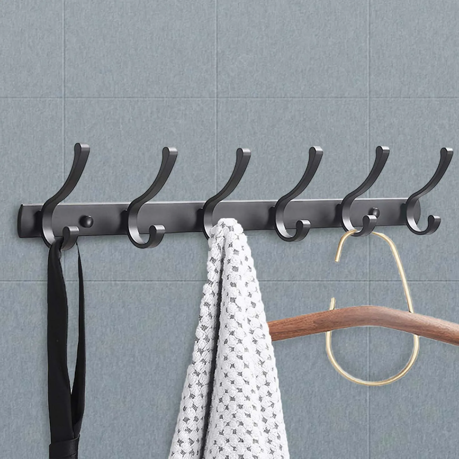 Coat Hook Rack Dual Hook Coat Hook Rack Wall Mount Hanger Clothes Hat  Storage Organizer Holder Shelf for Living Room