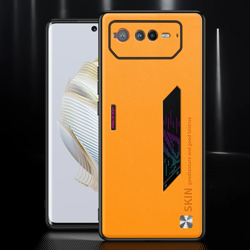Luxury PU Leather Phone Case For Asus ROG Phone 6 Back Cover Matte Silicone Shockproof Full Camera Protection Case Coque_voghion.com