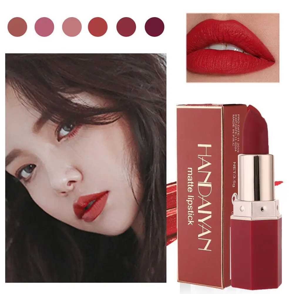 

HANDAIYAN Matte Lipstick Beauty Lip Gloss LippenstiftTinted Makeup Balm Hours Lipstick Supplier 24 Waterproof Wholesale Mak F3F3