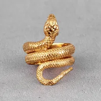 Golden Snake Animal Stainless Steel Mens Rings Punk Hip Hop Unique Trendy For Male Boyfriend Jewelry Creativity Gift Wholesale 2