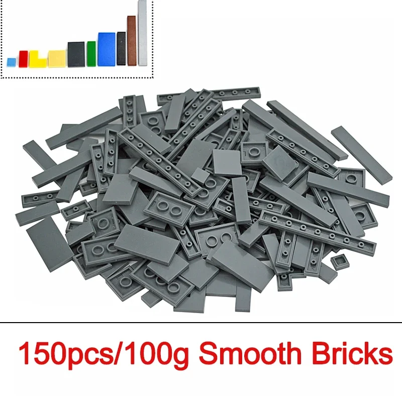 

1x1 1x2 1x6 2x2 2x4 Bulk Mixed Smooth Building Blocks 11Color 150Pcs Creative City Thin Bricks Model Compatible Educational Toy