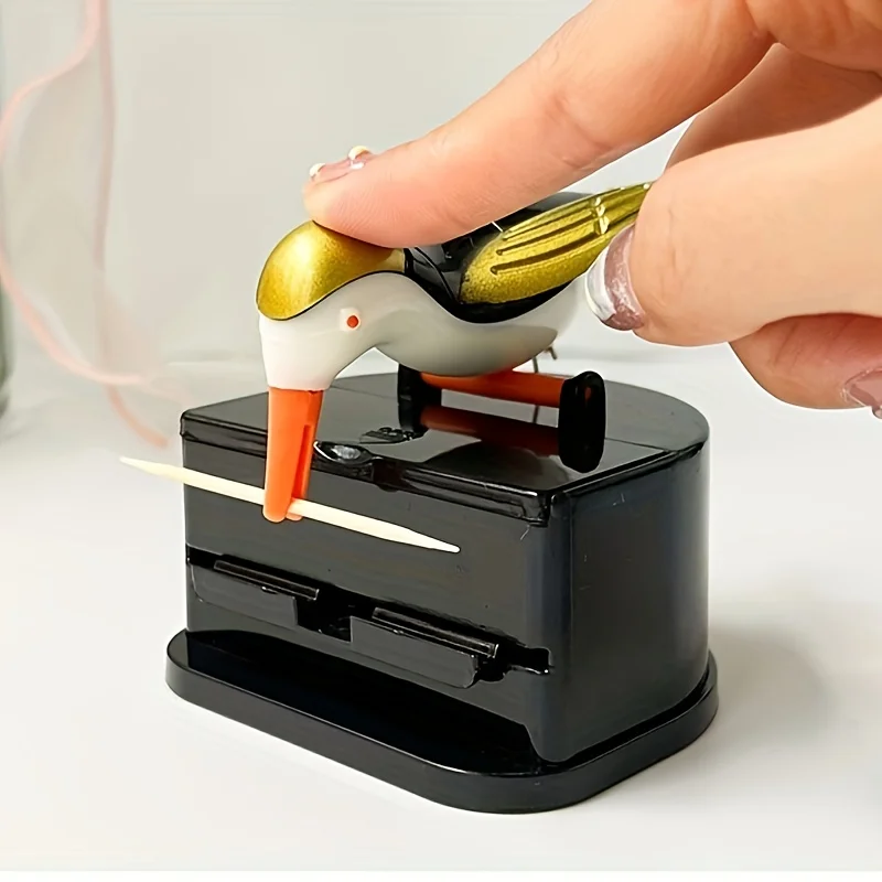 Woodpecker Toothpick Dispenser with One Click Pressing and Popping Design, Toothpick Holder, Toothpick Storage Container