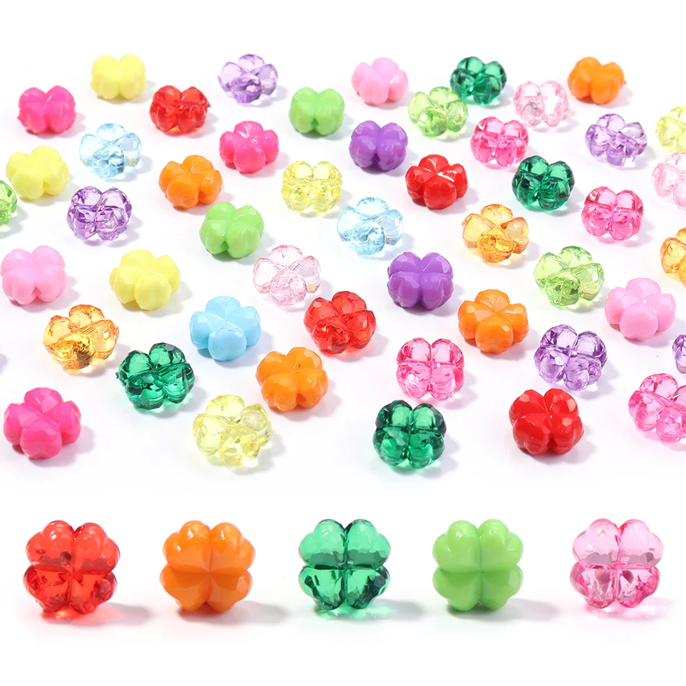 50-100pcs Acrylic Beads Colored Four-leaf Clover Shape Beads for Jewelry Making Loose Spacer Bead DIY Bracelet Necklace Supplies