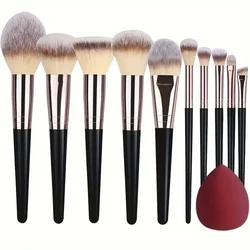 Premium Makeup Brush Set - Soft Fluffy Blending, Foundation, Concealer & Blush Tools (10pcs with egg)