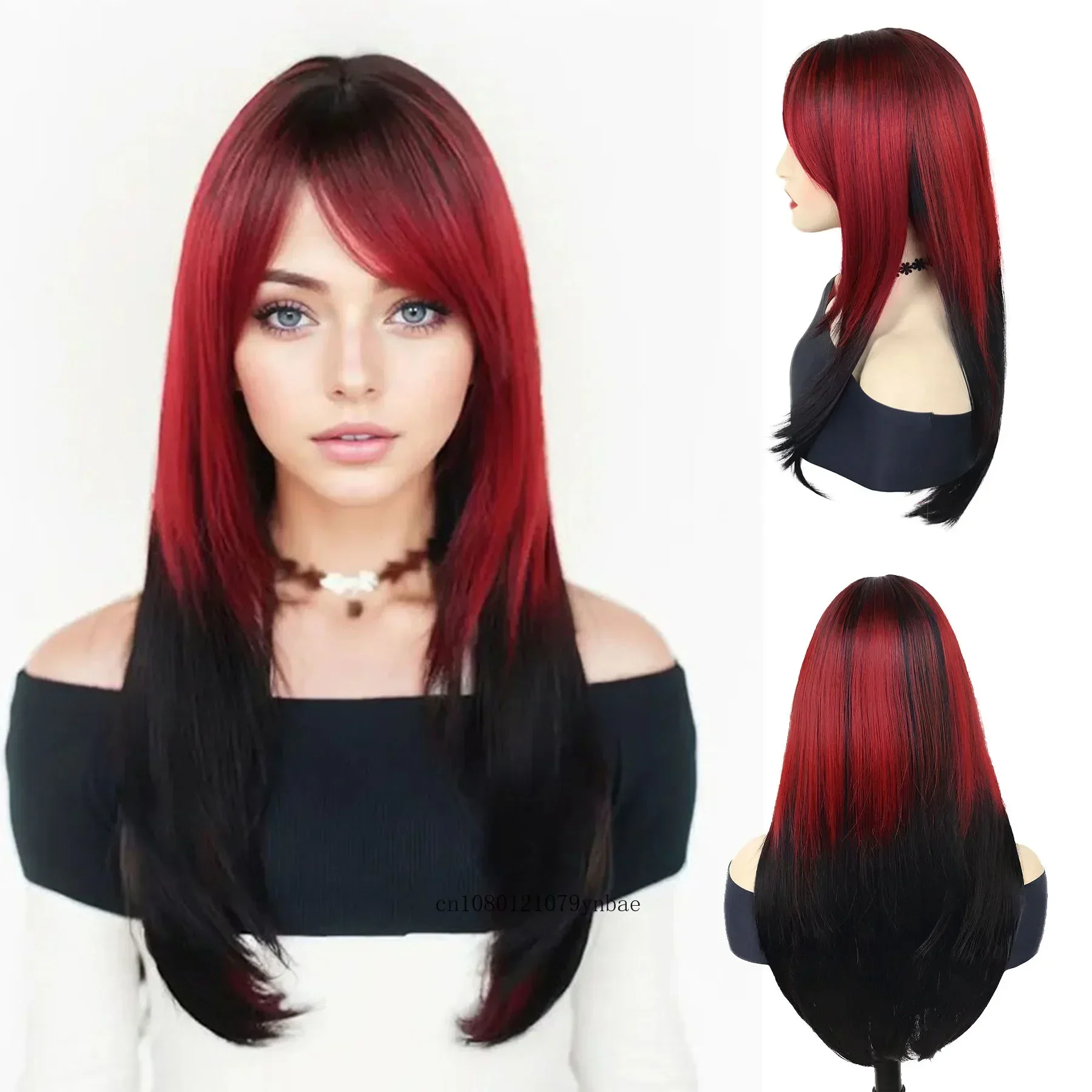 1/6 女性ヘッド : Red Long Straight Hair Lace Front Wigs Human Hair 13x4 Straight Wig Pre Plucked 99j