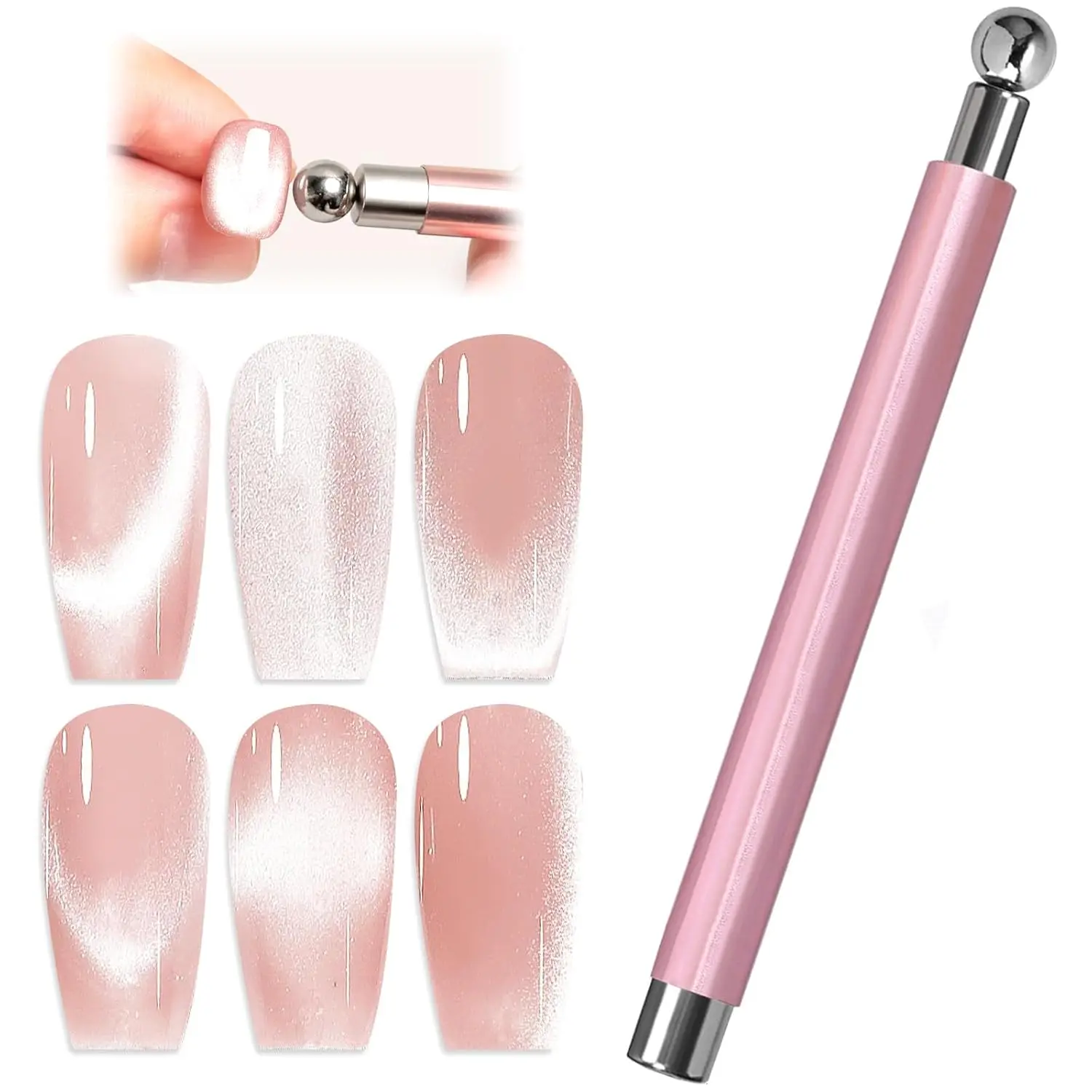 LINMANDA Cat-Eye Nail Magnet Double-Headed Cylindrical for Cat-Eye Gel Nail Polish Suitable for Home and Salon Use