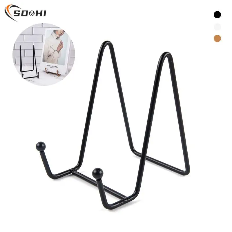 1pc Metal Plate Display Stand Picture Easel Stands Holder Display Pictures Frame Photo Decorative Plate Dish Tabletop Arts